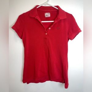 Lacoste Women Short Sleeve Red Polo Shirt Vintage Washed Size 36 Small
